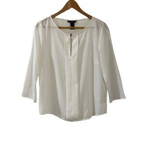 H&M White Sheer 3/4 Sleeve Blouse Top - Size 6 NWT